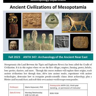 Promo flyer, ANTH 347 Ancient Civilizations of Mesopotamia, F23
